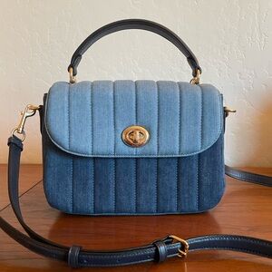 Coach Two-Tone Blue Quilted Denim Crossbody Bag